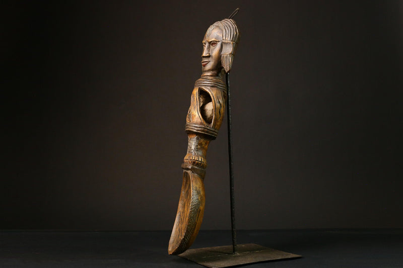 African primitive decor Ashanti Carved Spoon Unique Decorative Wooden Art Collectible Figure -G3208