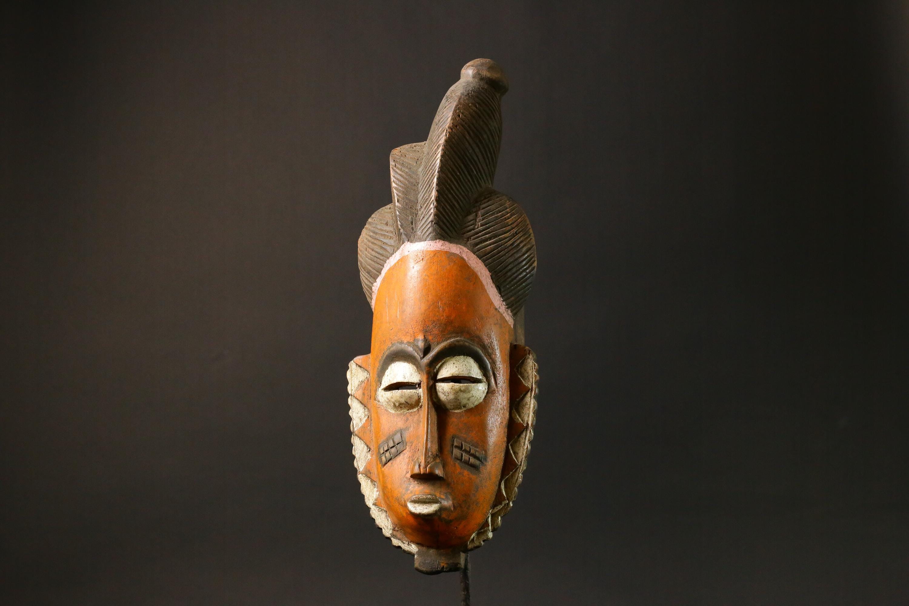African mask wood Baule real figure vintage vintage African masks for wall-7747