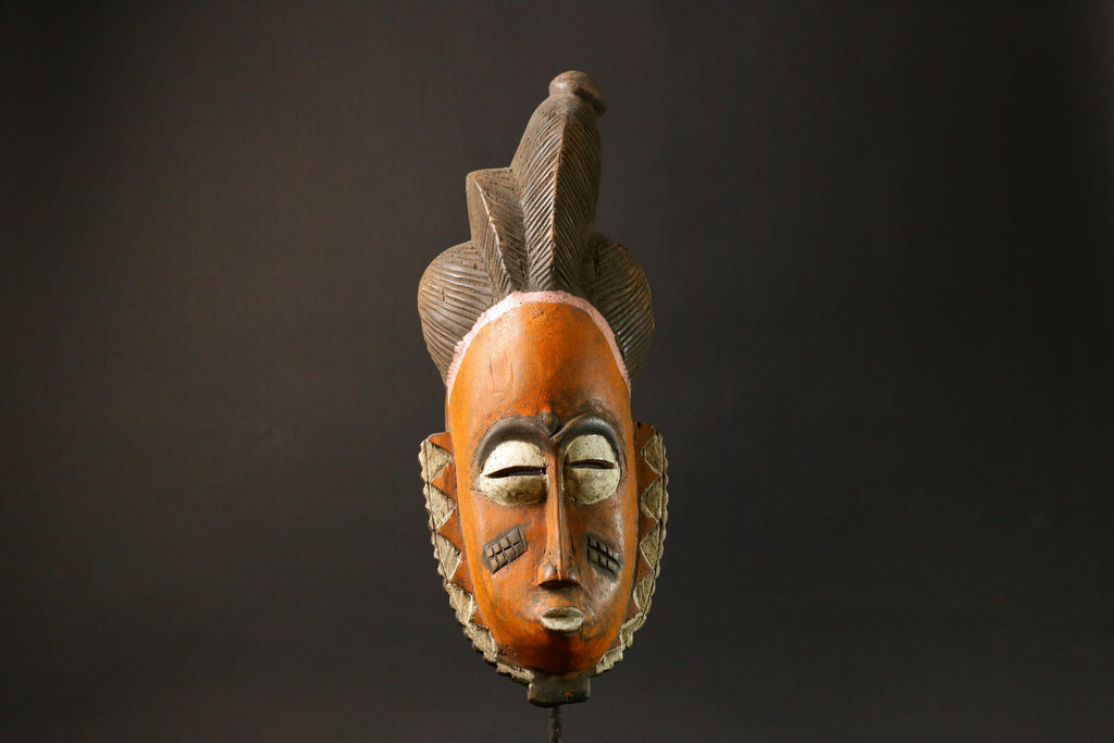 African mask wood Baule real figure vintage vintage African masks for wall-7747