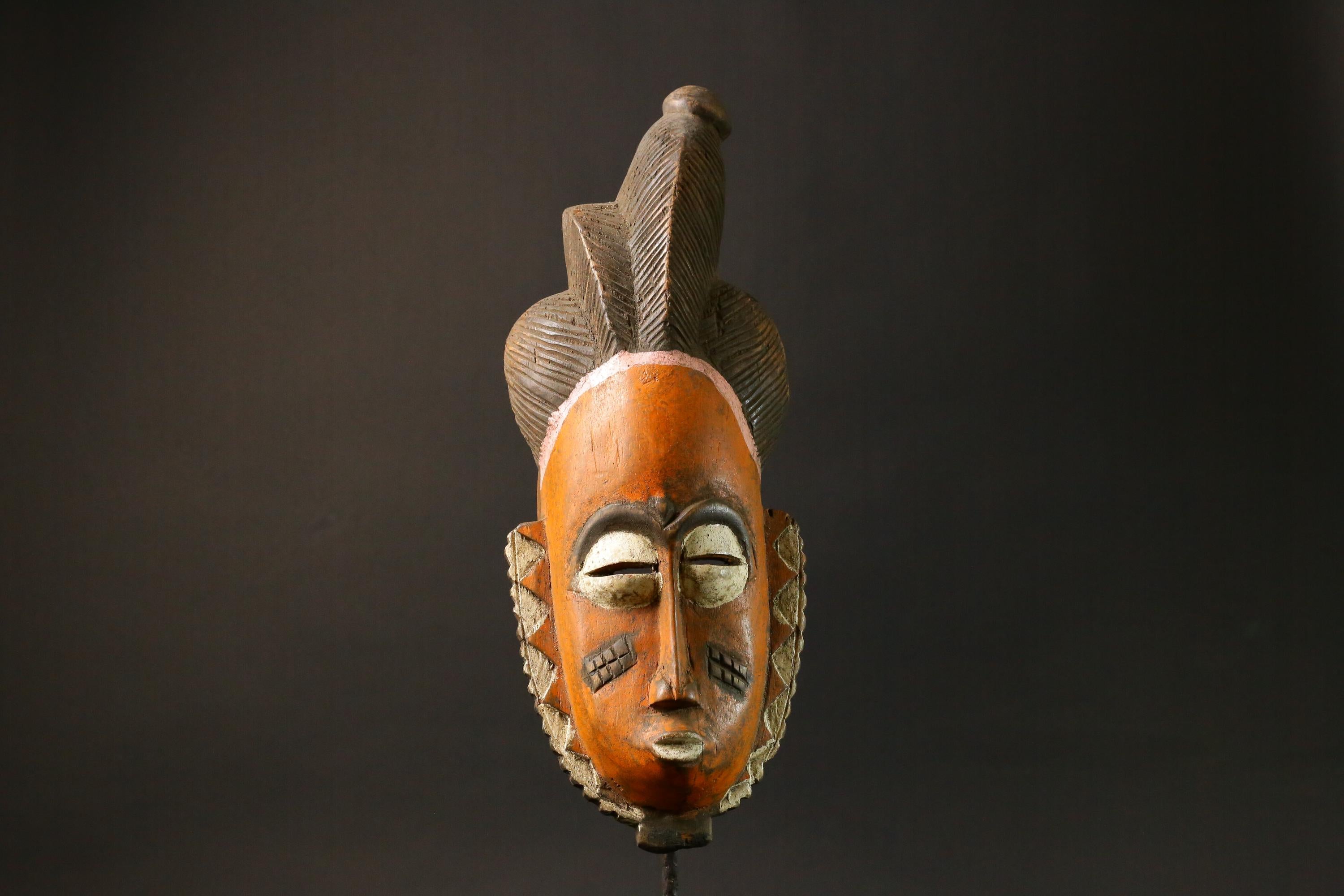 African mask wood Baule real figure vintage vintage African masks for wall-7747