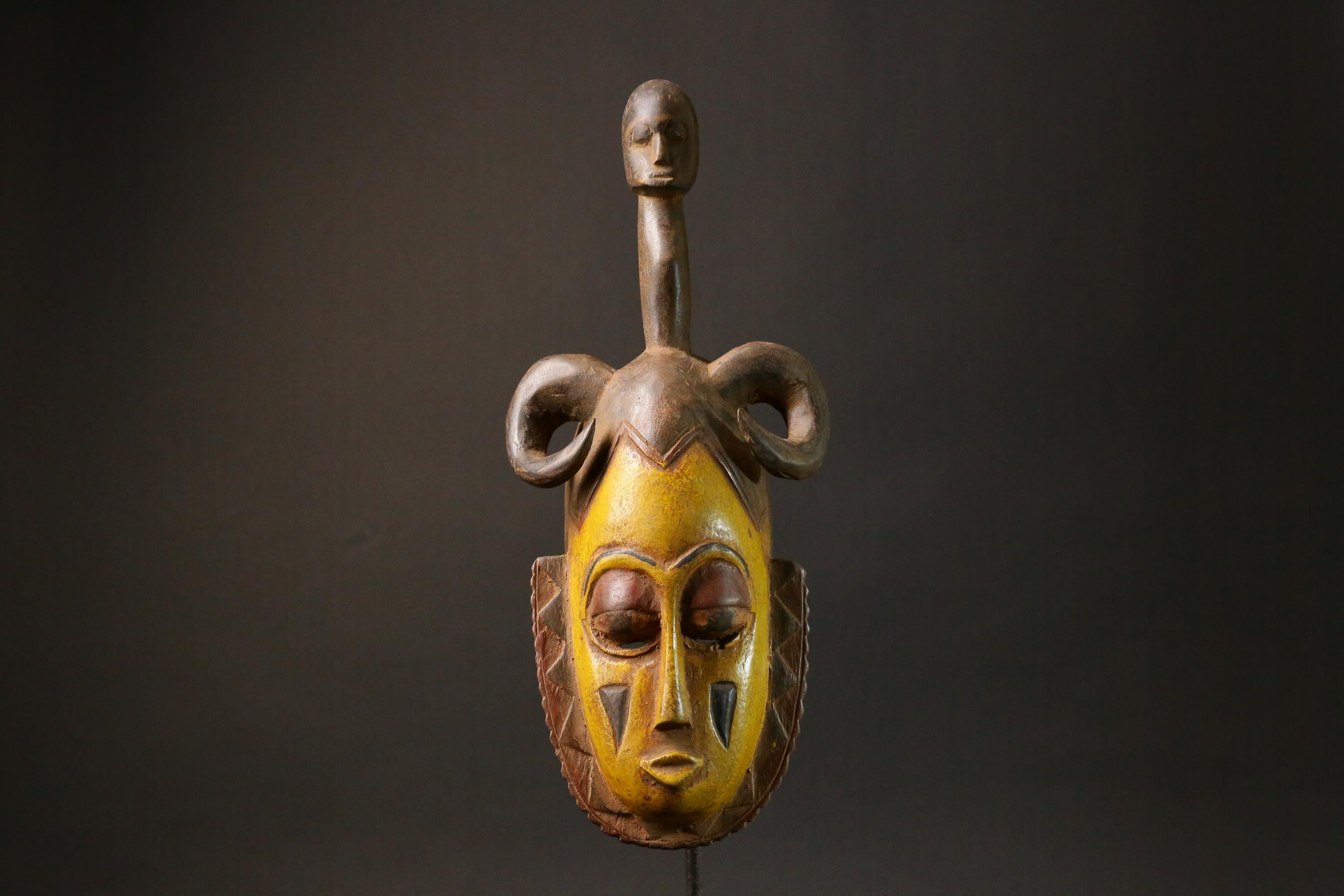African wood mask Baule antiques Home Décor Hand Carved Masks for wall-4382