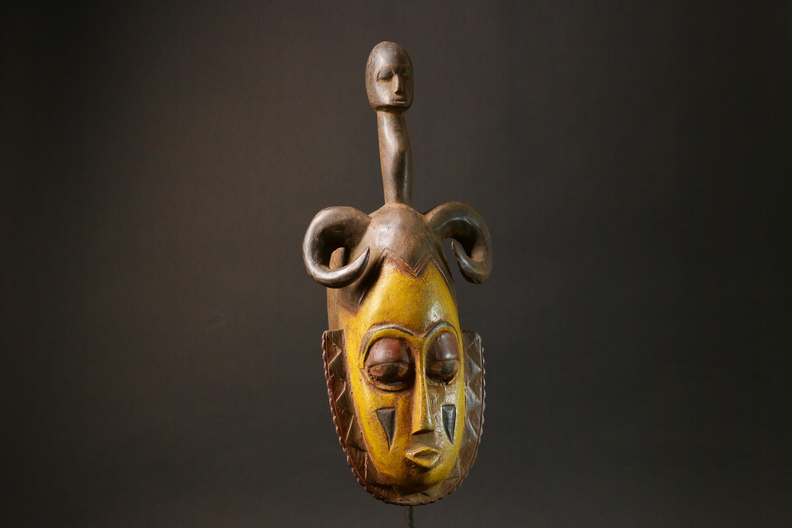 African wood mask Baule antiques Home Décor Hand Carved Masks for wall-4382