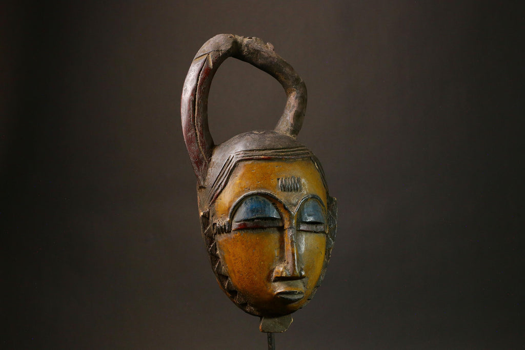 African Mask primitive art Antique Guro Mask Vintage Carved Tribal Art Wooden Collectible Piece 6347