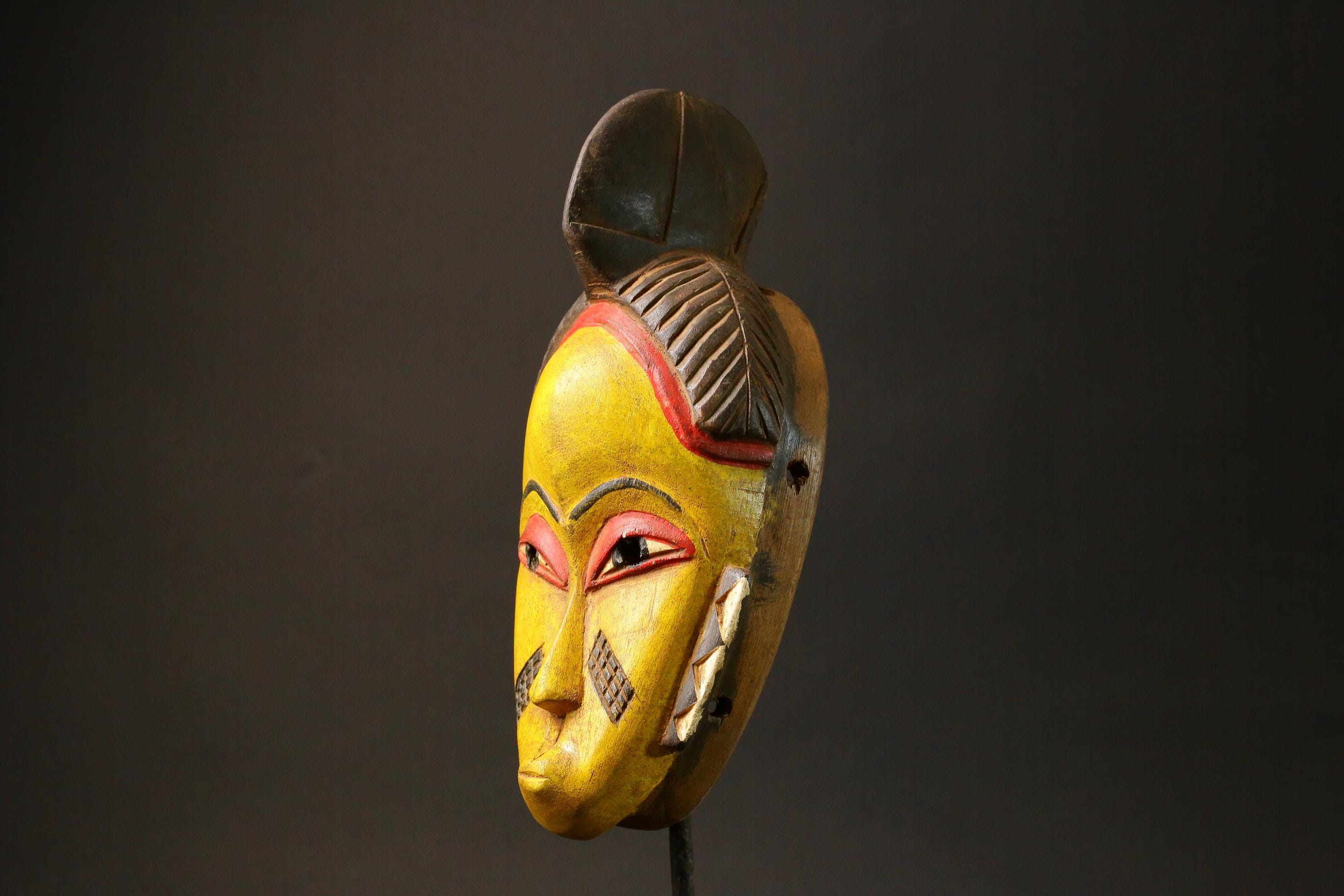 African mask Use tribal Baule Wall Hanging Primitive Art Collectibles Masks for wall-G2972