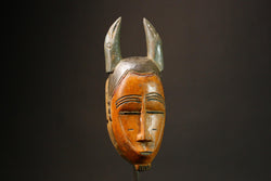 African mask primitive art Hand-Carved Guro Mask Antique African Tribal Art Decor West African Face 9229