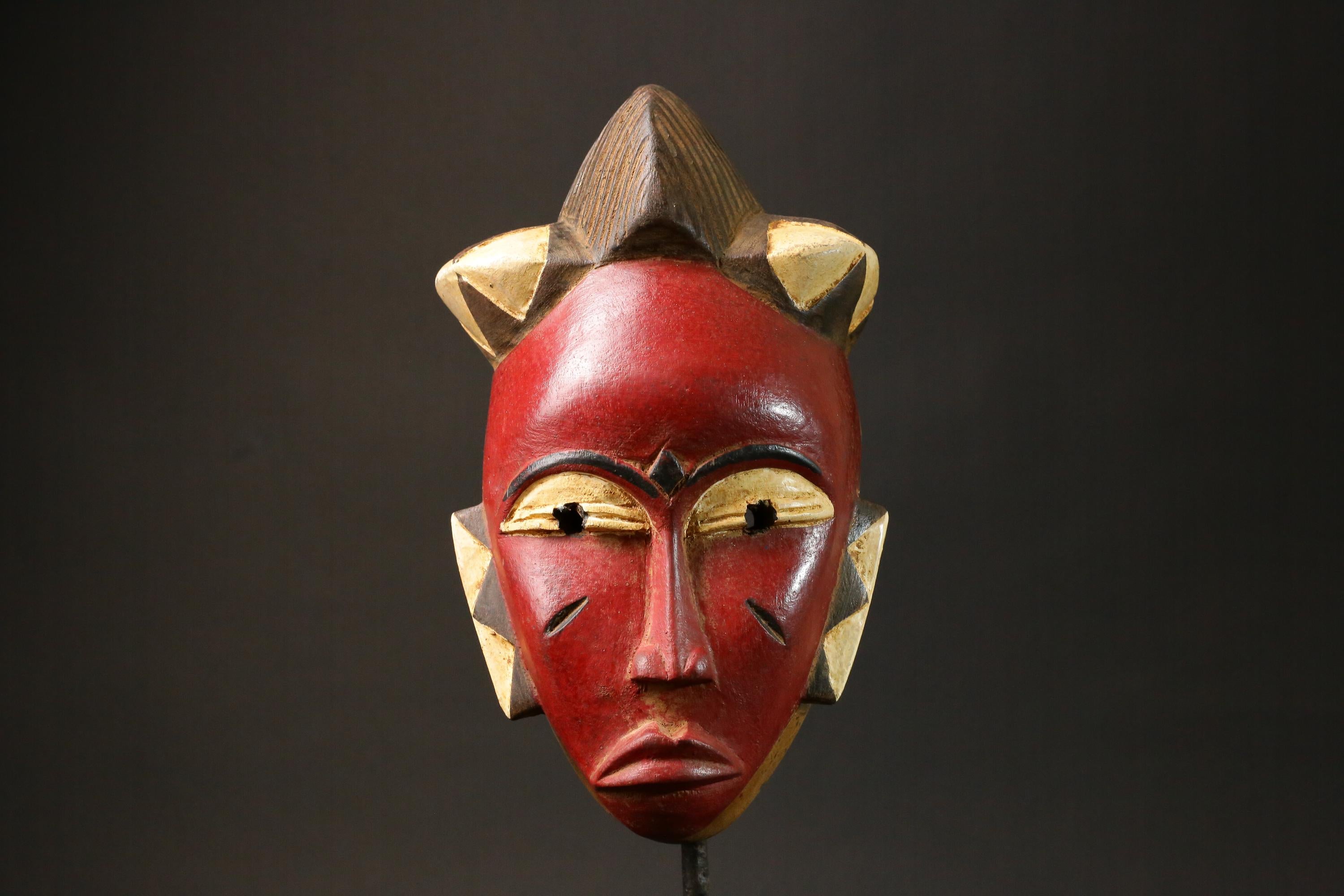 African mask wood Baule real figure vintage vintage African masks for wall-G2975
