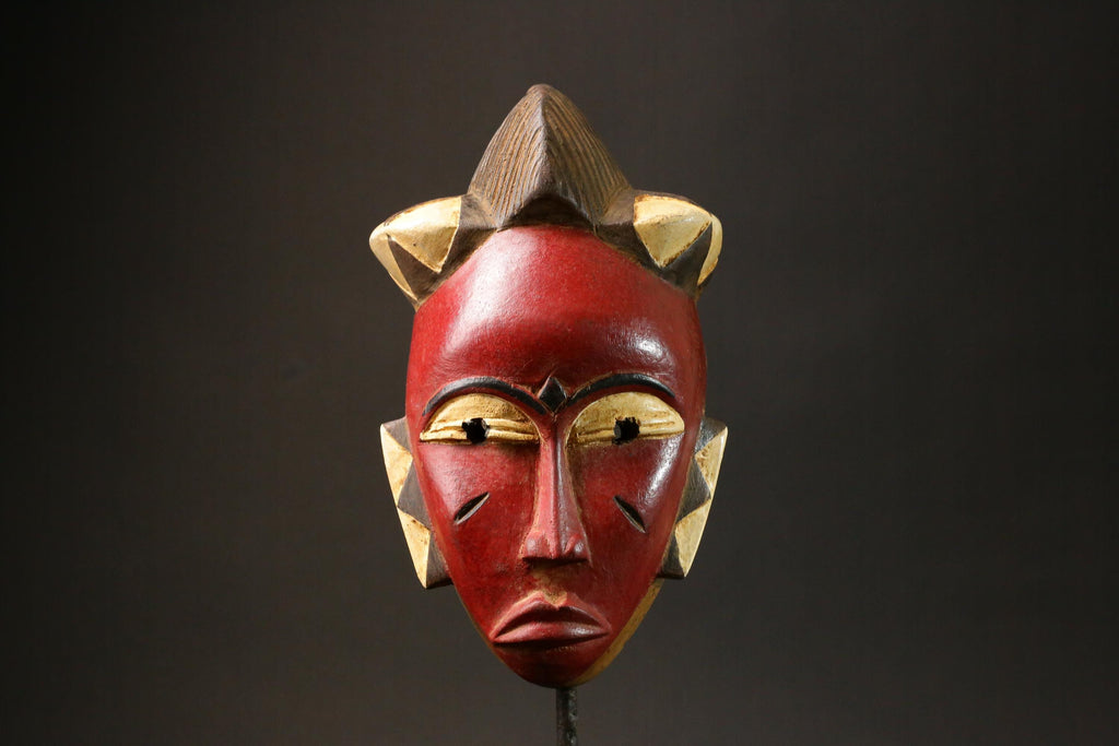 African mask wood Baule real figure vintage vintage African masks for wall-G2975