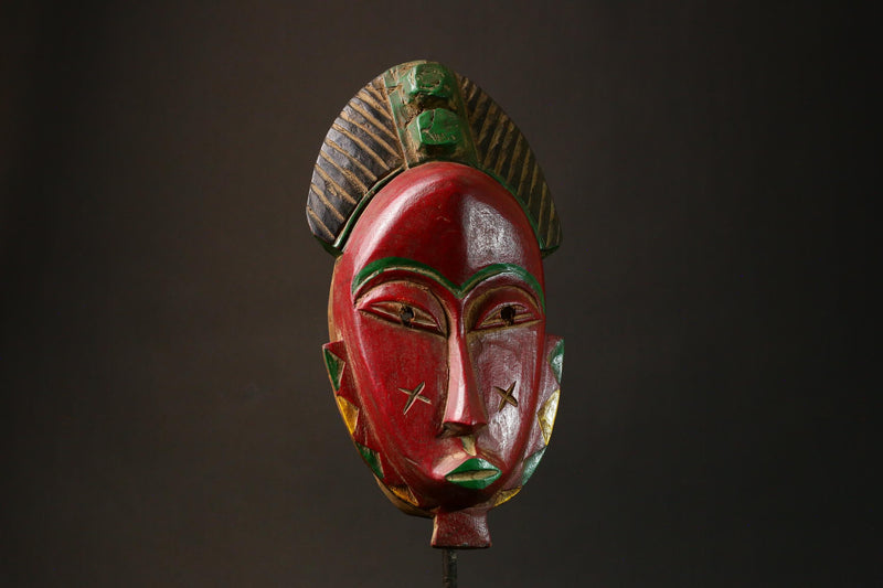 African Ancient Zauoli Mask Wooden Primitive Decor Art Guronde Ethnic Group Collectible G3228