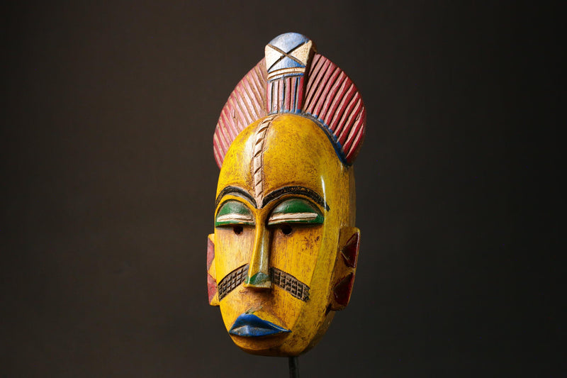 African mask primitive art Hand-Carved Guro Mask Antique African Tribal Art Decor West African Face G3227