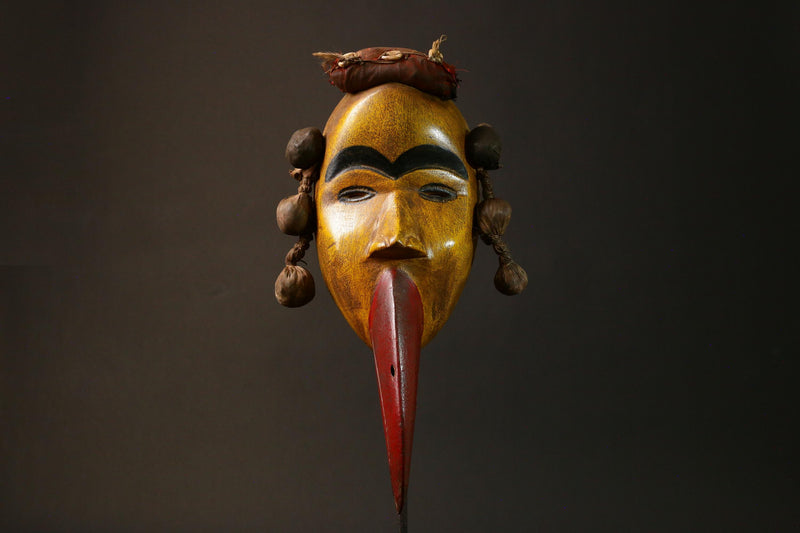 African Dan Bird Mask Antique Wooden Art from Liberia Unique Collectible primitive art -G3225