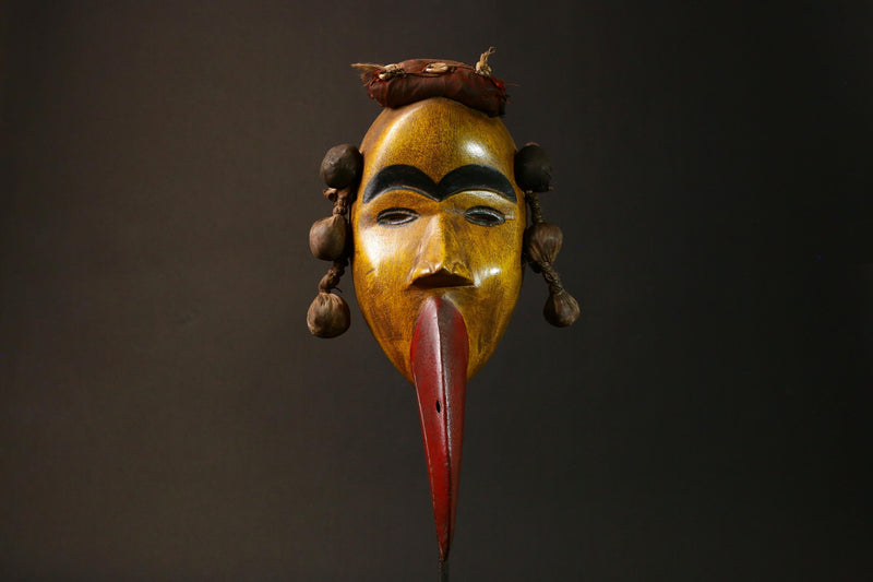 African Dan Bird Mask Antique Wooden Art from Liberia Unique Collectible primitive art -G3225