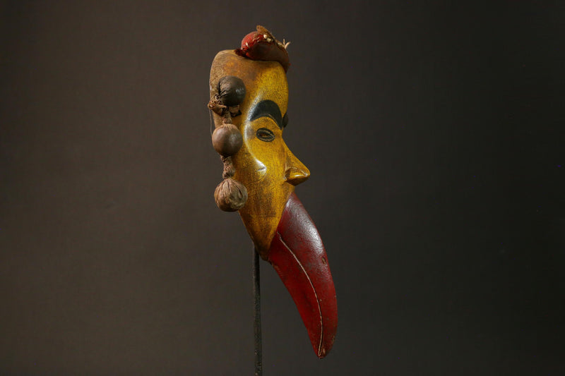 African Dan Bird Mask Antique Wooden Art from Liberia Unique Collectible primitive art -G3225