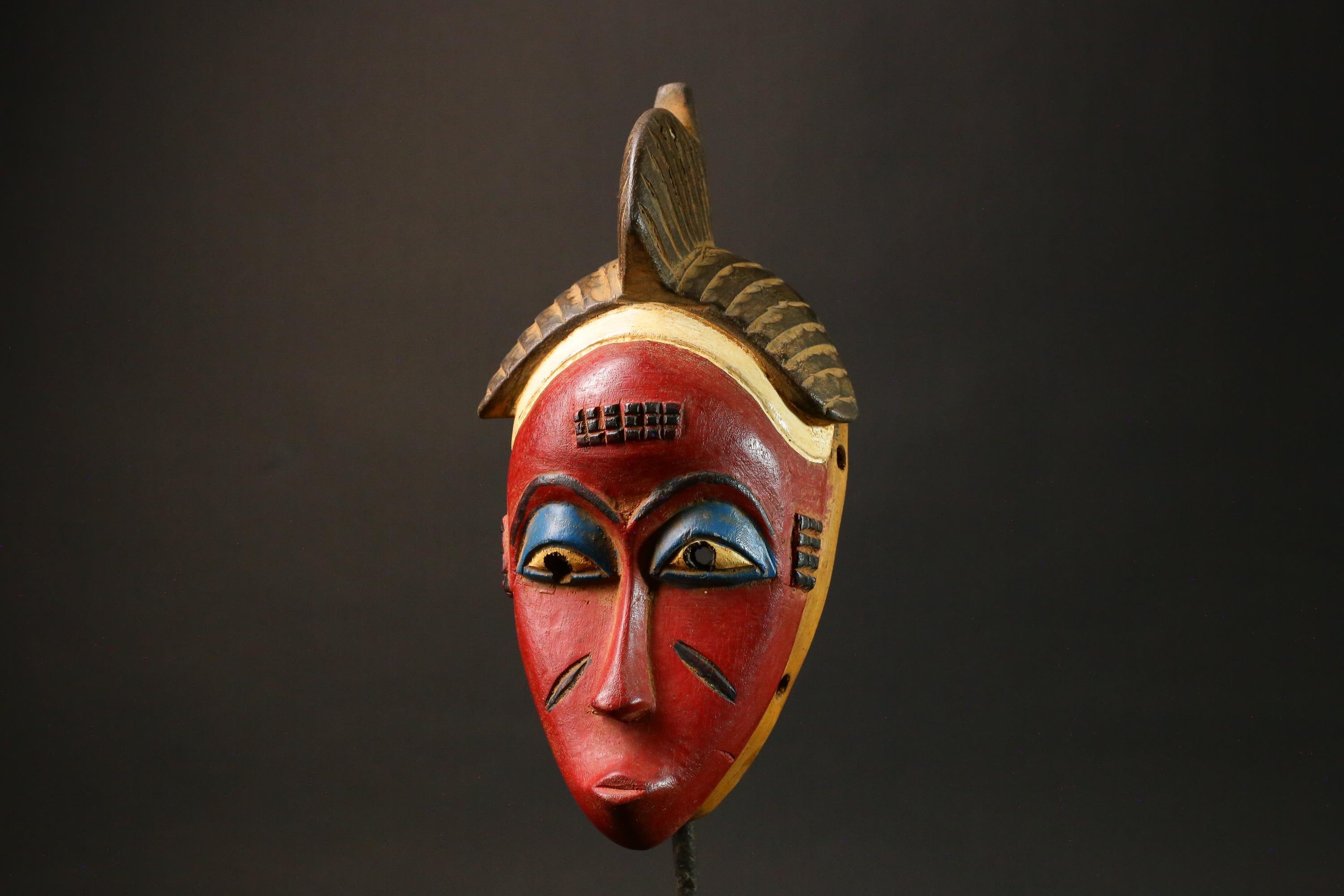 African Mask Antiques Tribal Face Vintage Wood Carved Hanging Guro Masks for wall-G2984