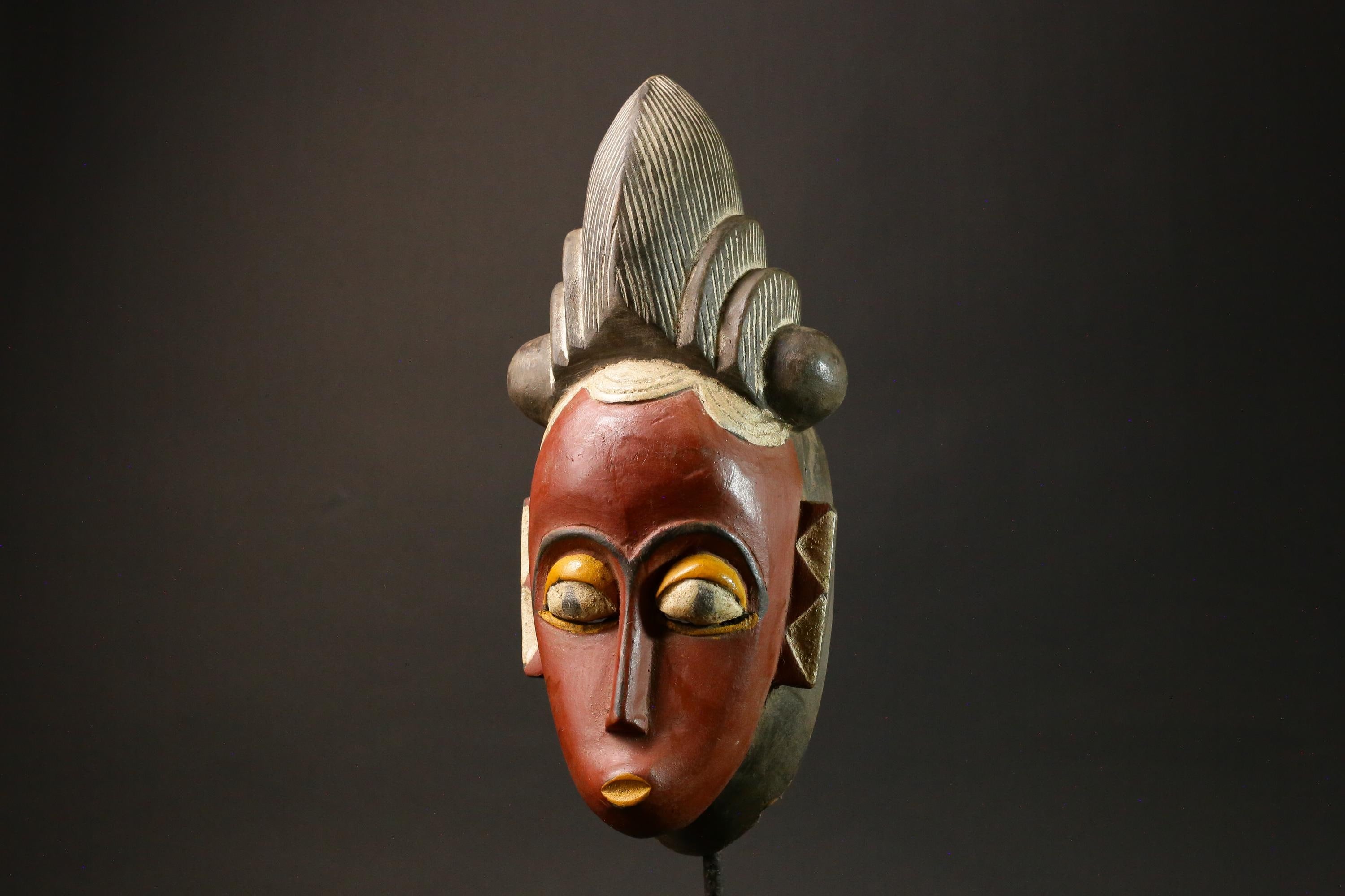 African mask wood African real figure Decoration Tribal Vintage Baule Masks for wall-7781