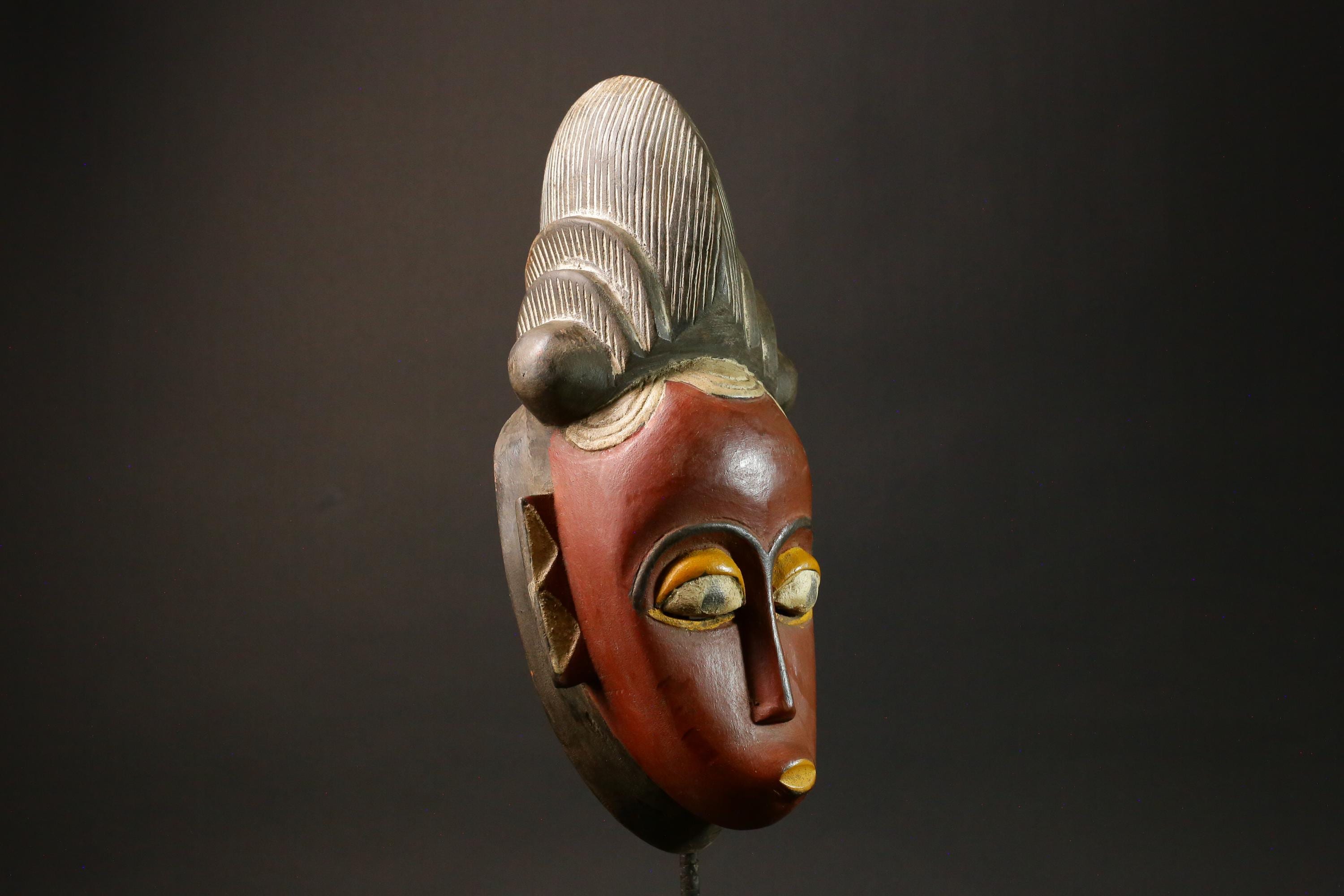 African mask wood African real figure Decoration Tribal Vintage Baule Masks for wall-7781