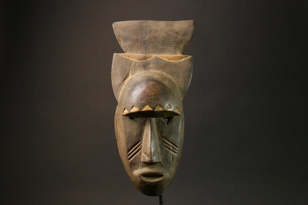 African mask wood Baule Antique real figure vintage African masks for wall-7738