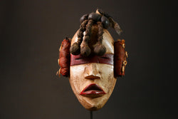 African Dan Style Zakpai Wooden Mask Handcrafted Tribal Art Collectible Unique Wall Decor - G3249