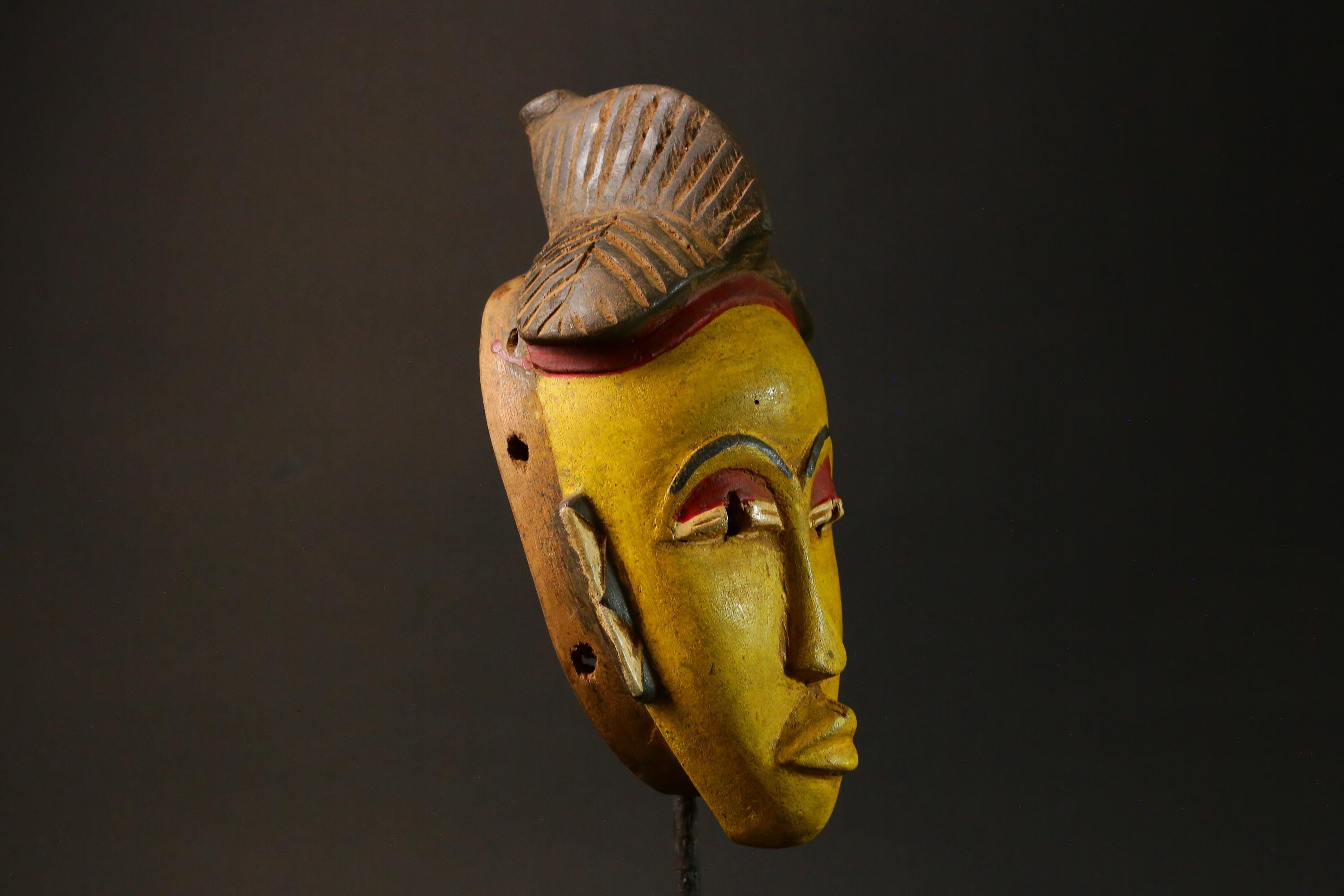African wood mask antiques Face vintage Baule Mask Collectibles Home Decor Masks for wall-G3000