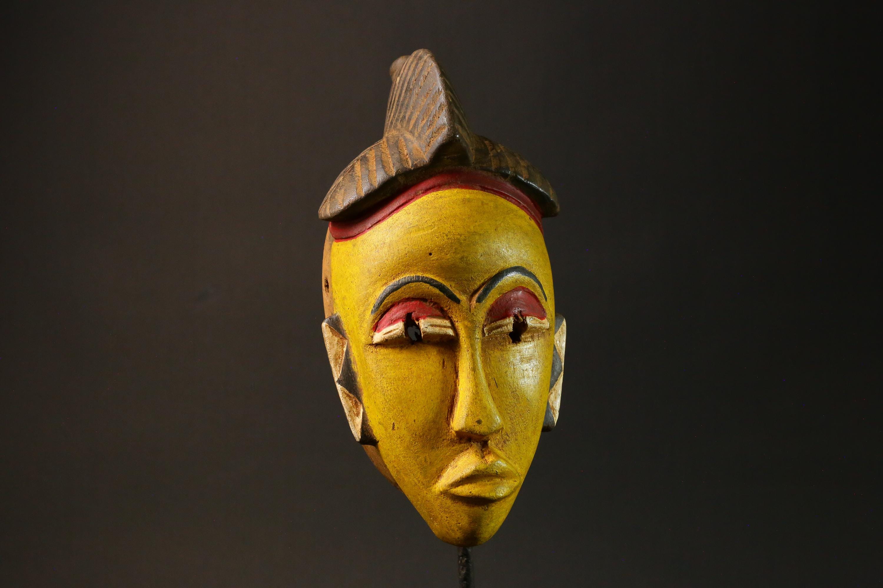African wood mask antiques Face vintage Baule Mask Collectibles Home Decor Masks for wall-G3000