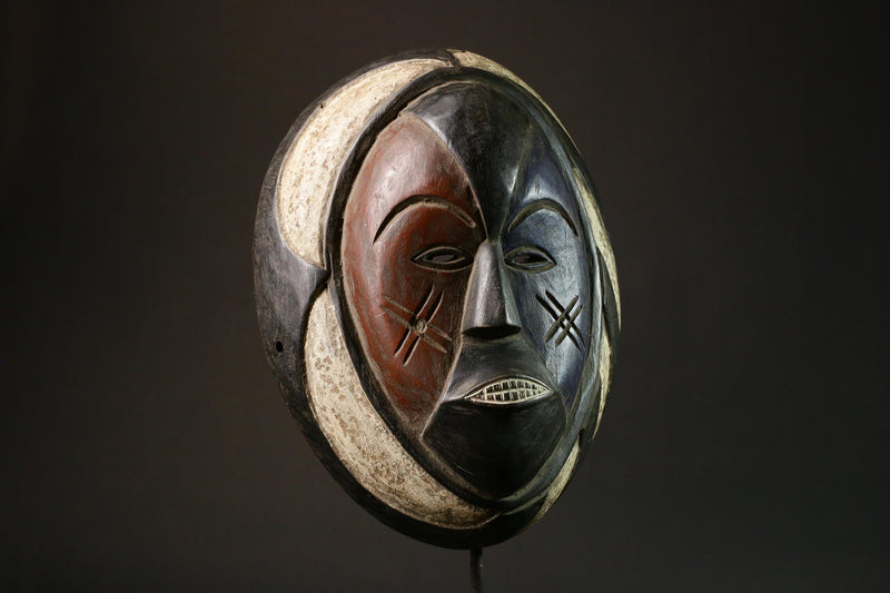 African Handmade Igbo Wood Mask Antique Wall Hanging Art Collectible Home Decor - G1649