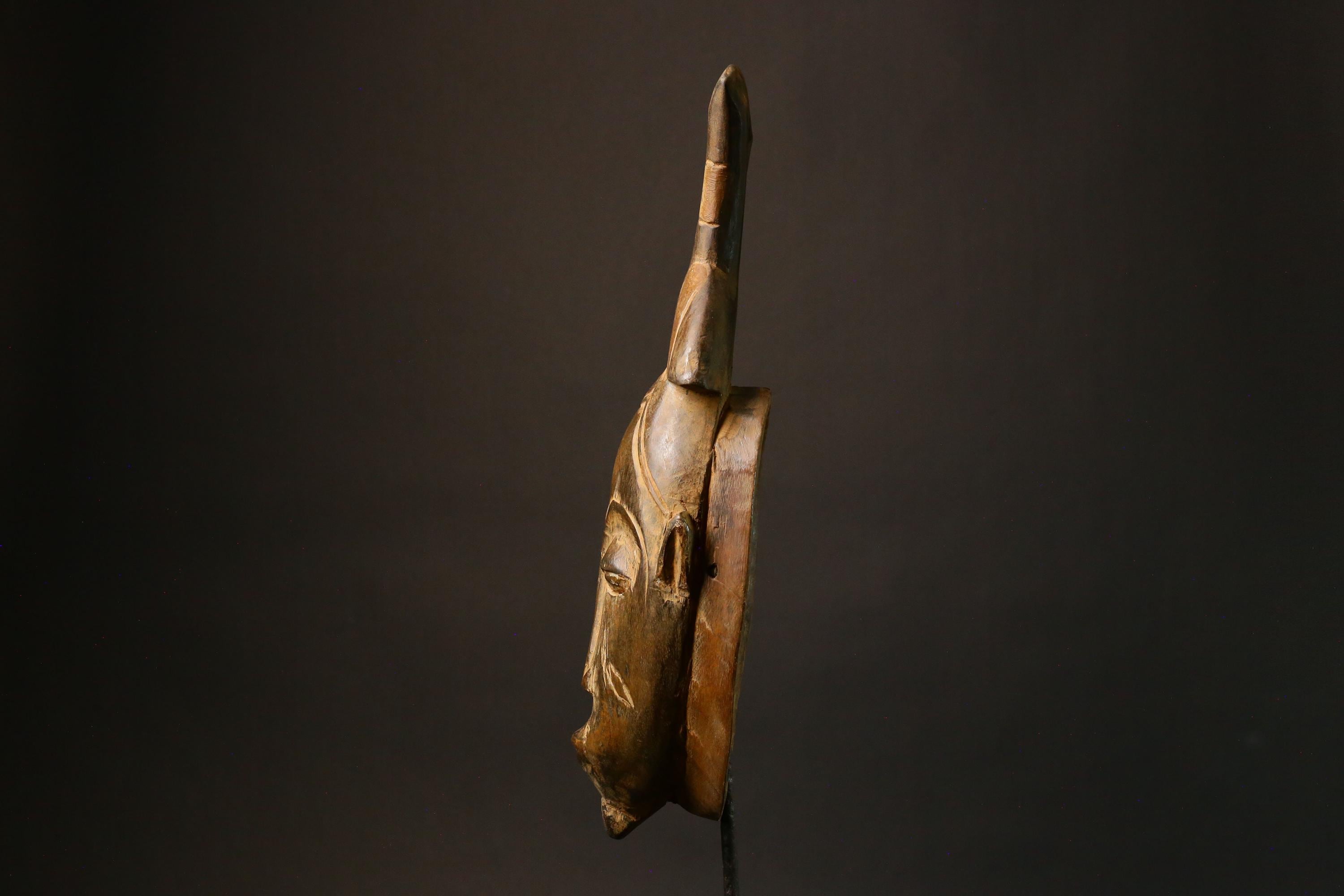 African Guro Mask Hand Carved Wooden Tribal Face Mask Wall Hanging Art Decor  -8004
