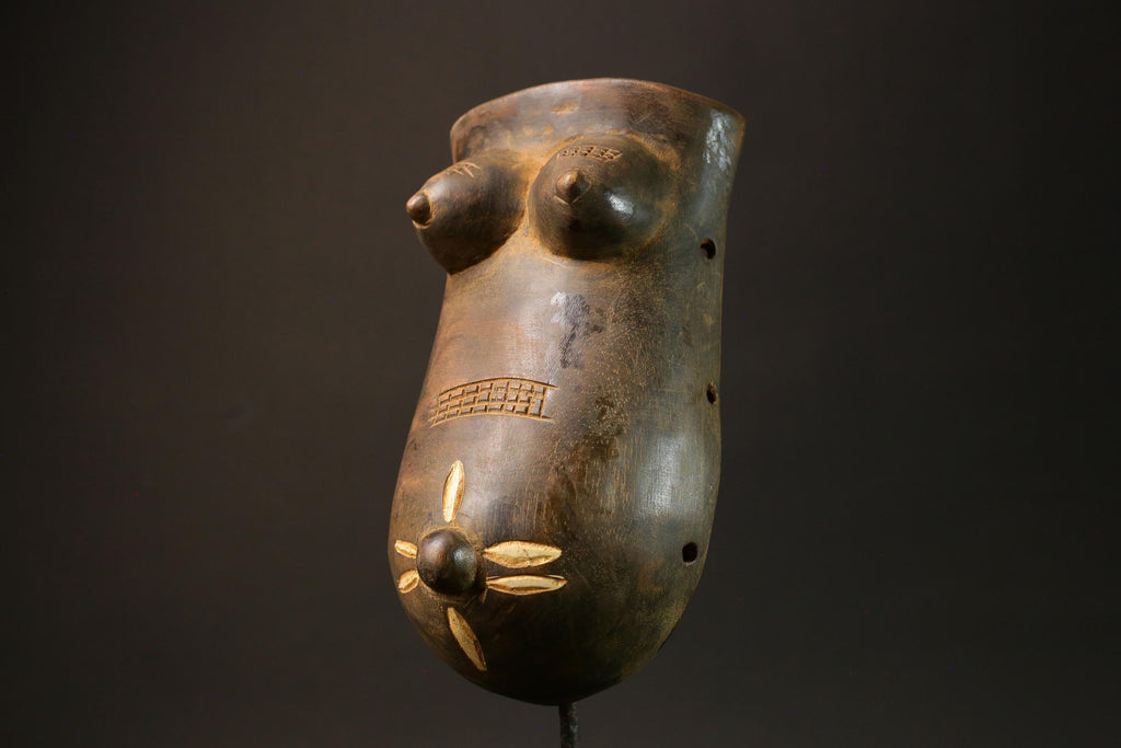 African Brown Makonde Tribe African Mask: Artistic Representation of Woman-G3006