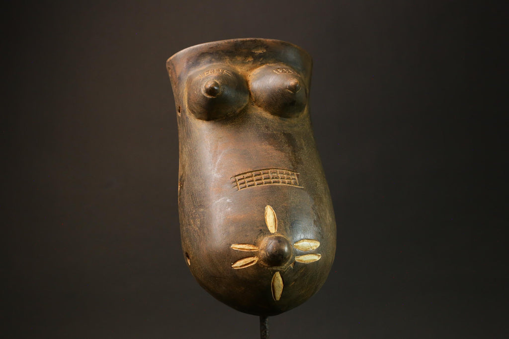 African Brown Makonde Tribe African Mask: Artistic Representation of Woman-G3006