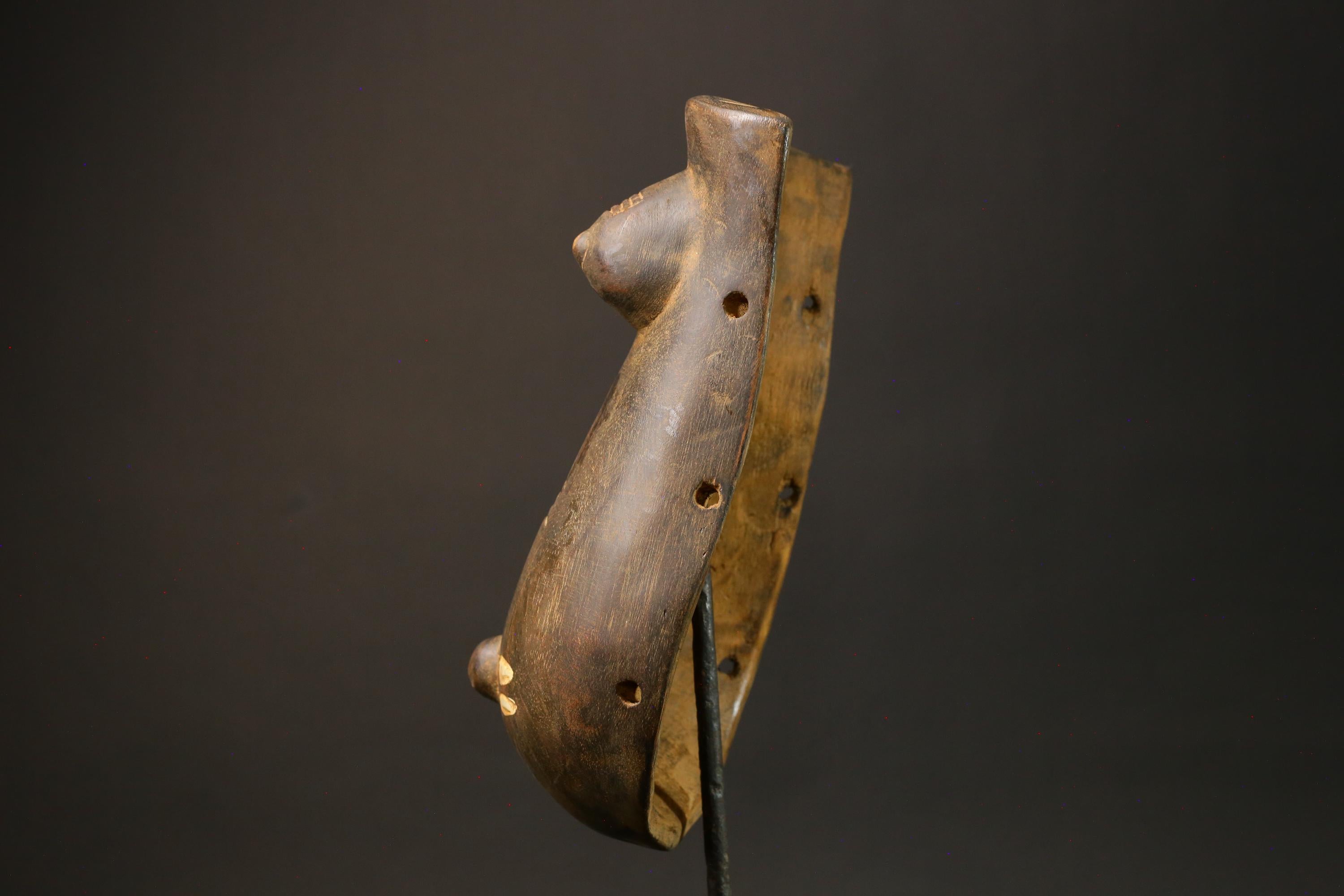 African Brown Makonde Tribe African Mask: Artistic Representation of Woman-G3006