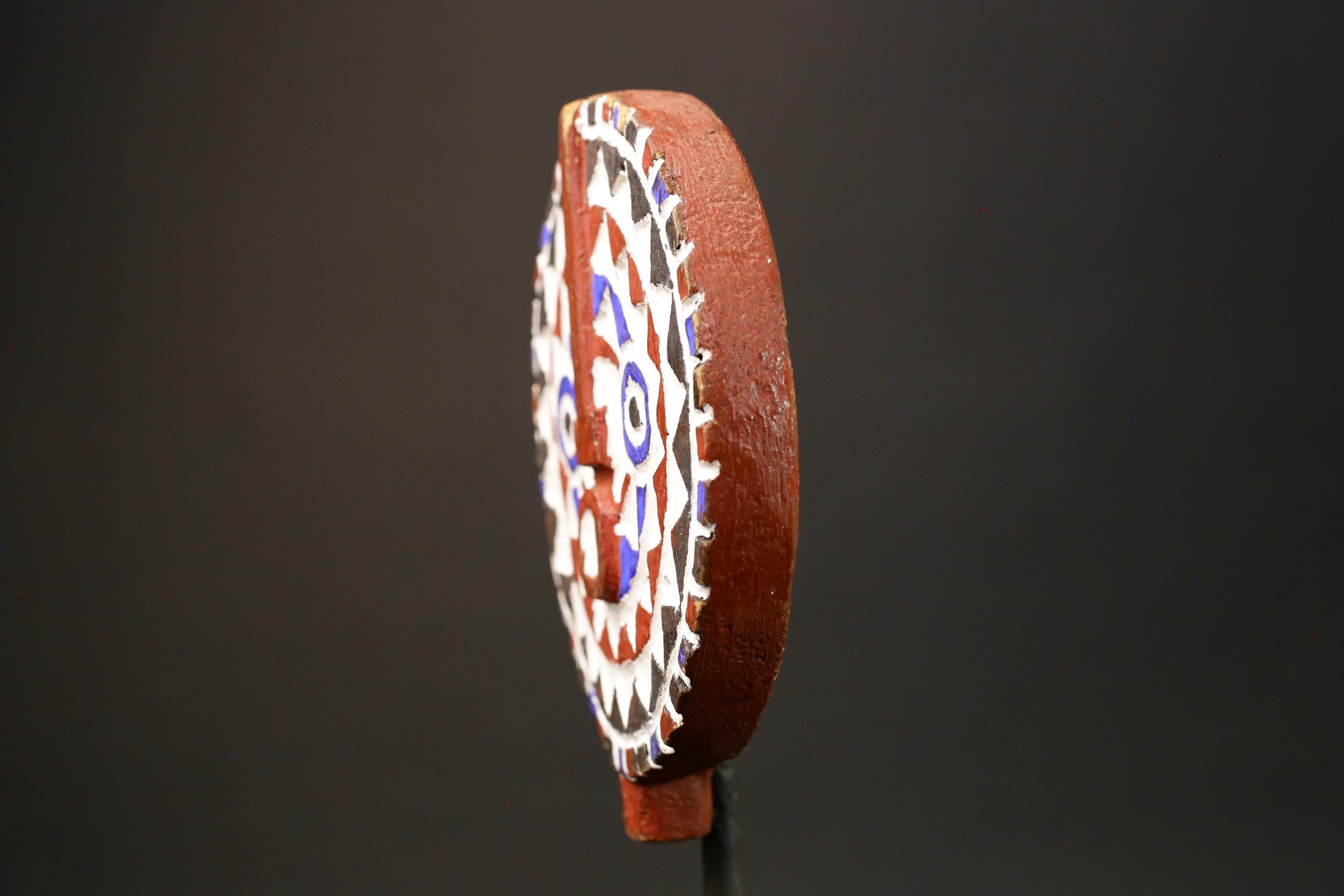 African Mask Colorful Sun Mask of Bwa Mossi, Burkina Faso, Crafted in Wood-G3009