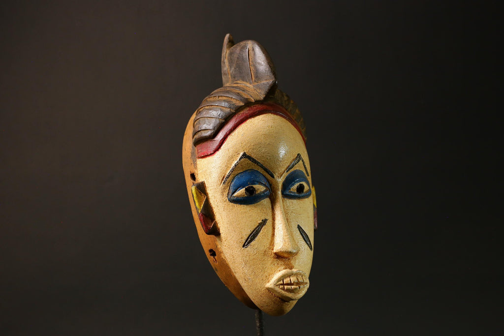 African Mask Traditional White Wood Guru Tribal Mask Celebrating Heritage Masks for wall-G3015