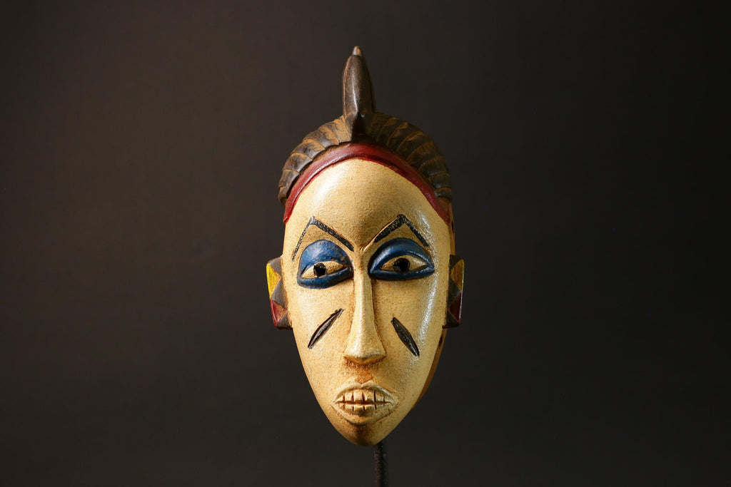 African Mask Traditional White Wood Guru Tribal Mask Celebrating Heritage Masks for wall-G3015