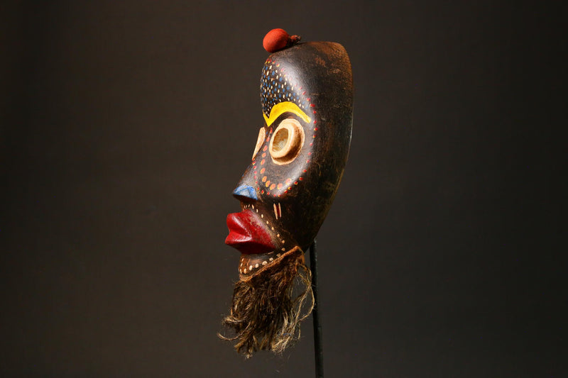 African Dan Mask Unique Bird Mano Art Hand Carved Wall Decor Ethnic Accent Artisan Craft Handmade Home Decor Piece-G3260