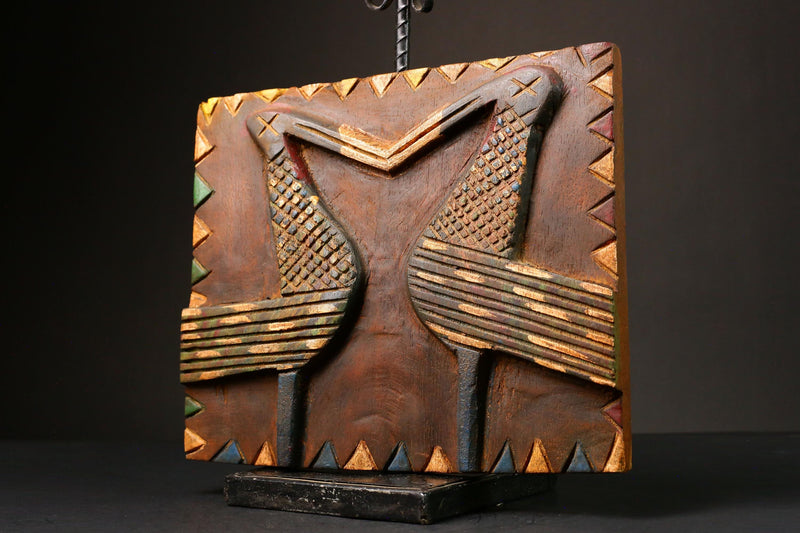 African on Granary Unique Wall Decor Piece with Spirit Symbols Authentic African Art Rustic Home Accent G3259