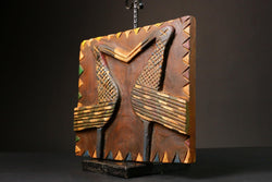 African on Granary Unique Wall Decor Piece with Spirit Symbols Authentic African Art Rustic Home Accent G3259