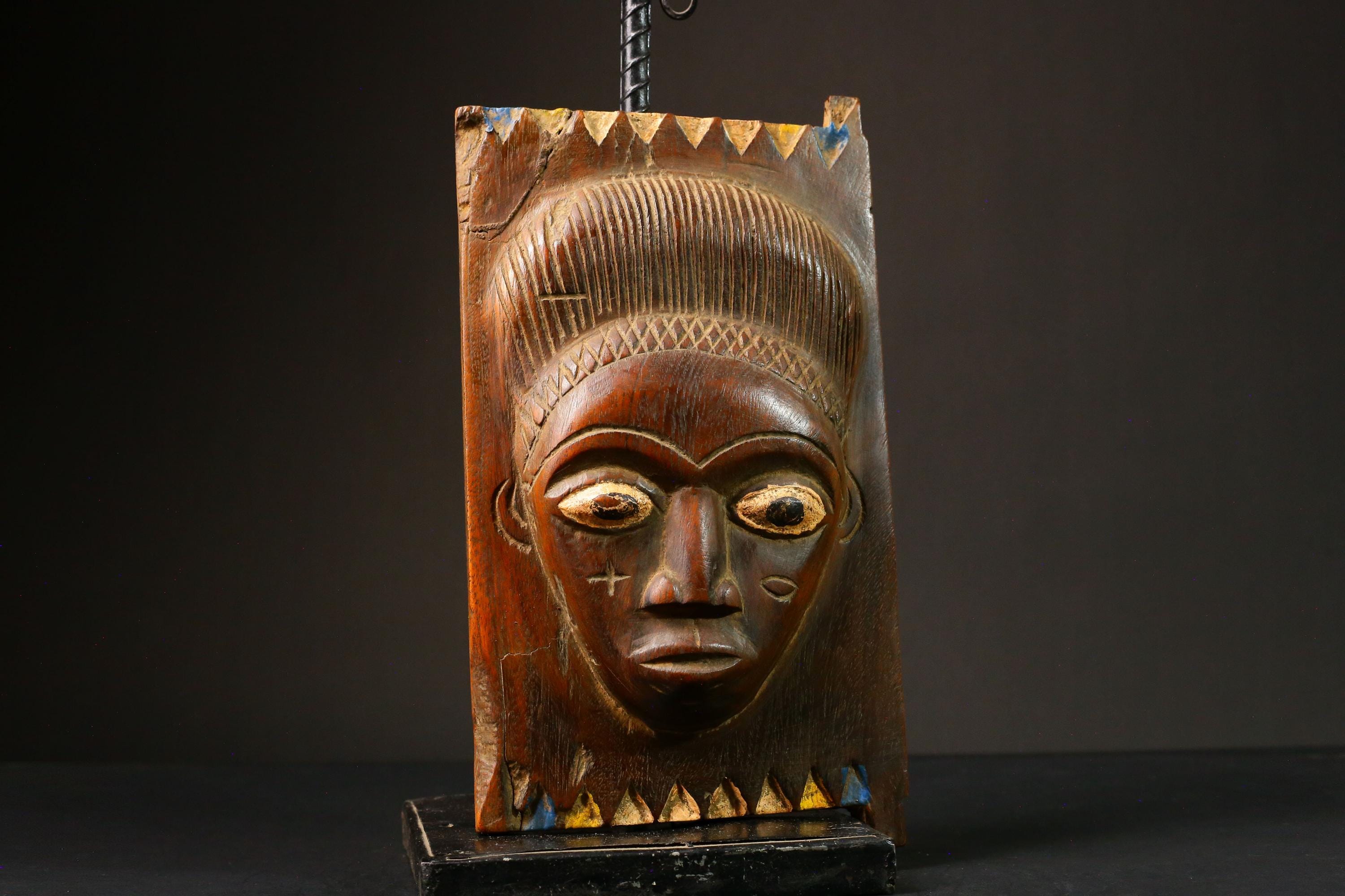 African Antique Granary Door Weathered Wood Unique Rare Ancestral Spirit Symbols Rustic Wall Art Decor Piece Cultural Heritage-G3258