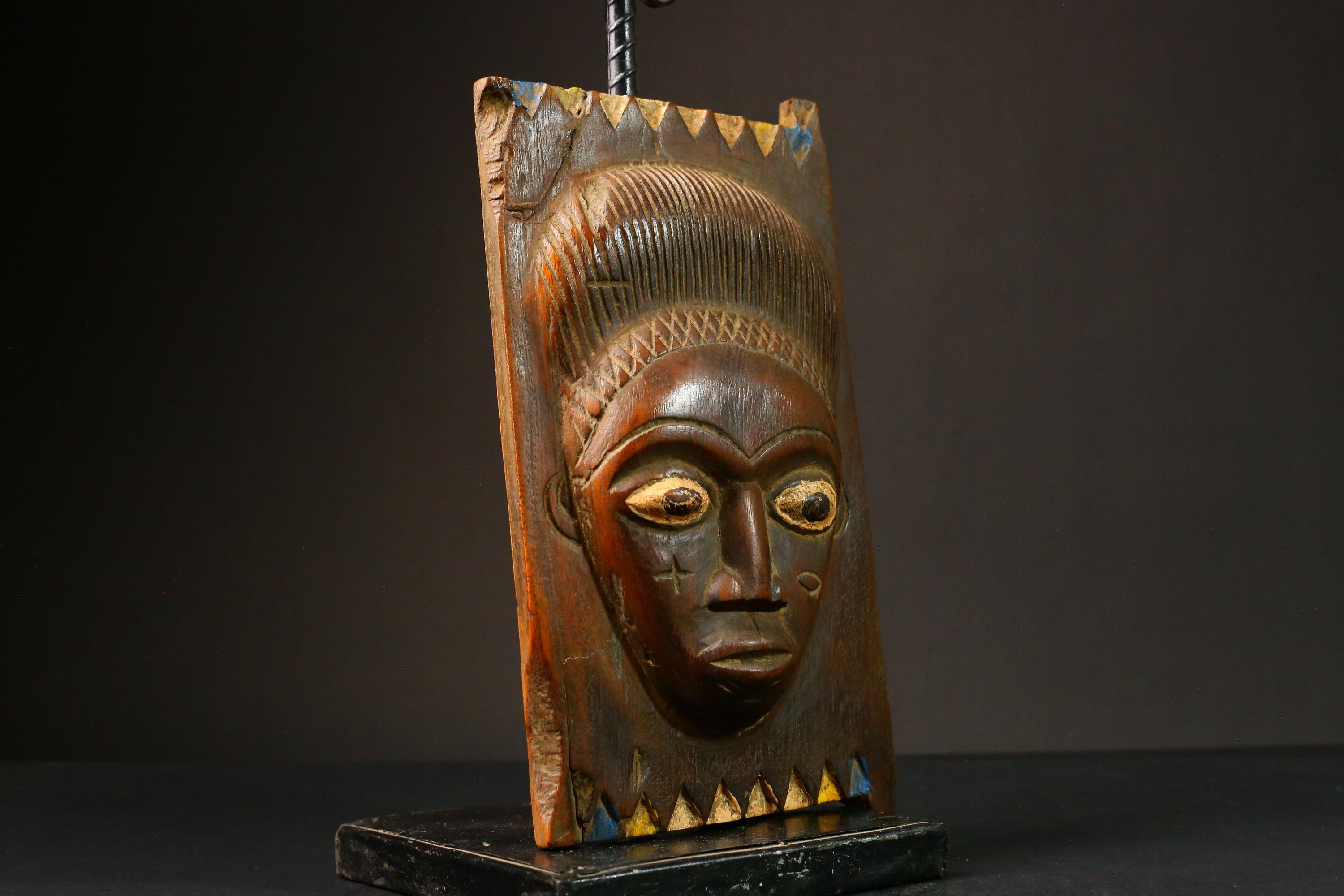 African Antique Granary Door Weathered Wood Unique Rare Ancestral Spirit Symbols Rustic Wall Art Decor Piece Cultural Heritage-G3258