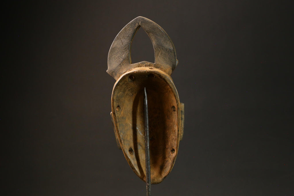African Mask Traditional Brown Wooden Guru Mask with Elephant Nose Motif Masks for wall-G3022