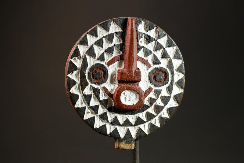 African Mask Handmade Bobo Sun Mask, Tribal Face Wall Decor in Wood Masks for wall-G3031