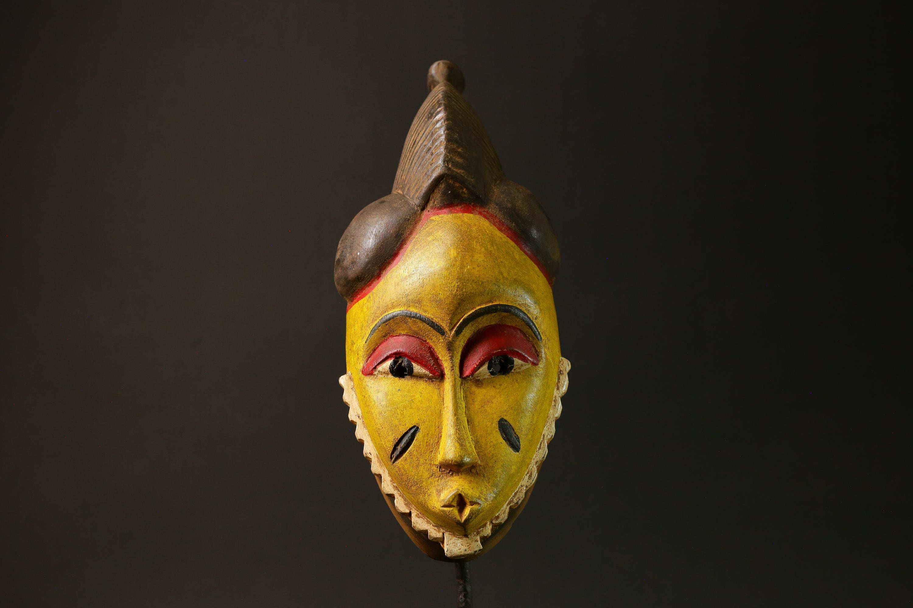 Antique African Mask Baule Yellow Wood Masterpiece for Wall Décor Mask for Wall-G3034