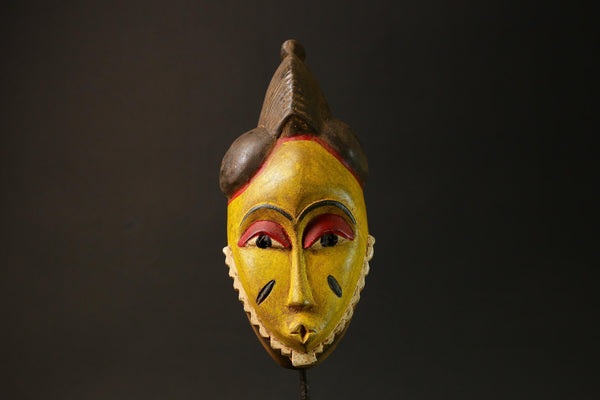 Antique African Mask Baule Yellow Wood Masterpiece for Wall Décor Mask for Wall-G3034