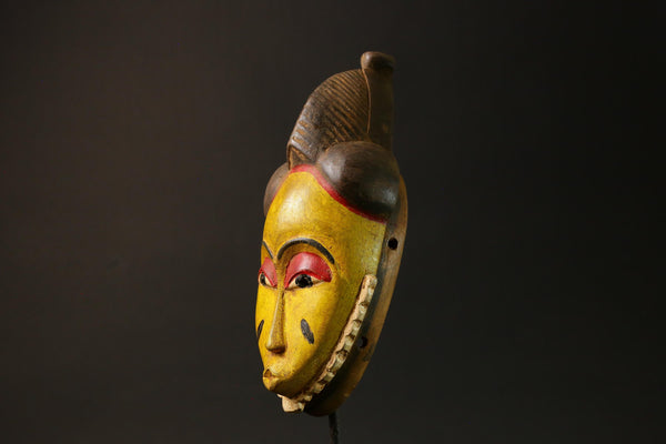 Antique African Mask Baule Yellow Wood Masterpiece for Wall Décor Mask for Wall-G3034