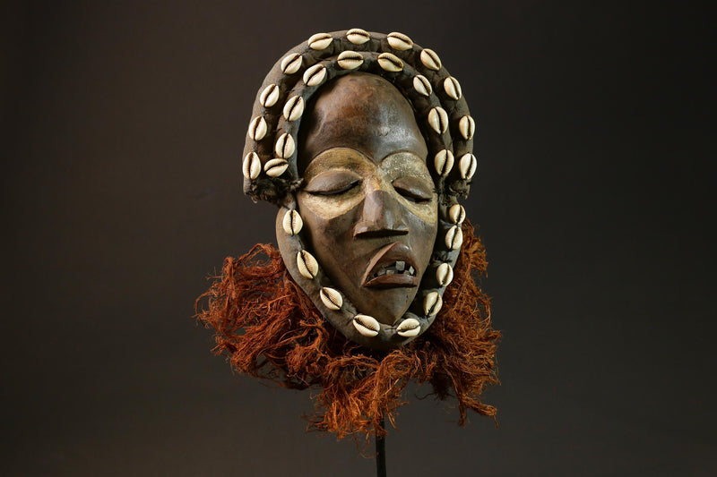 African Mask Hand-Carved Dan Zapke Mask African Wood Home Décor Wall Art-G1420