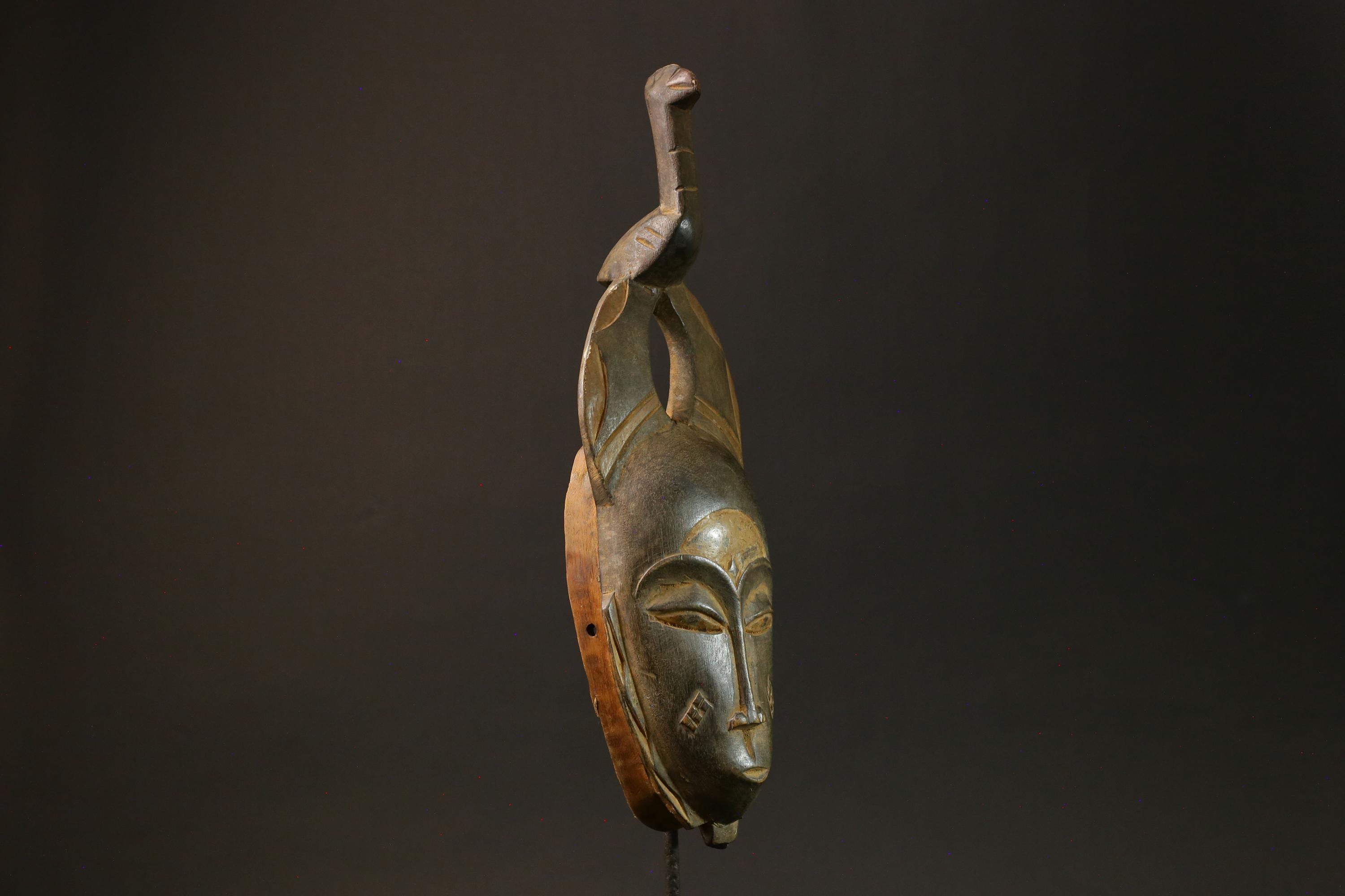 African Handmade Mask Wooden Guro Passport Mask Authentic Art Wall Decor-4443