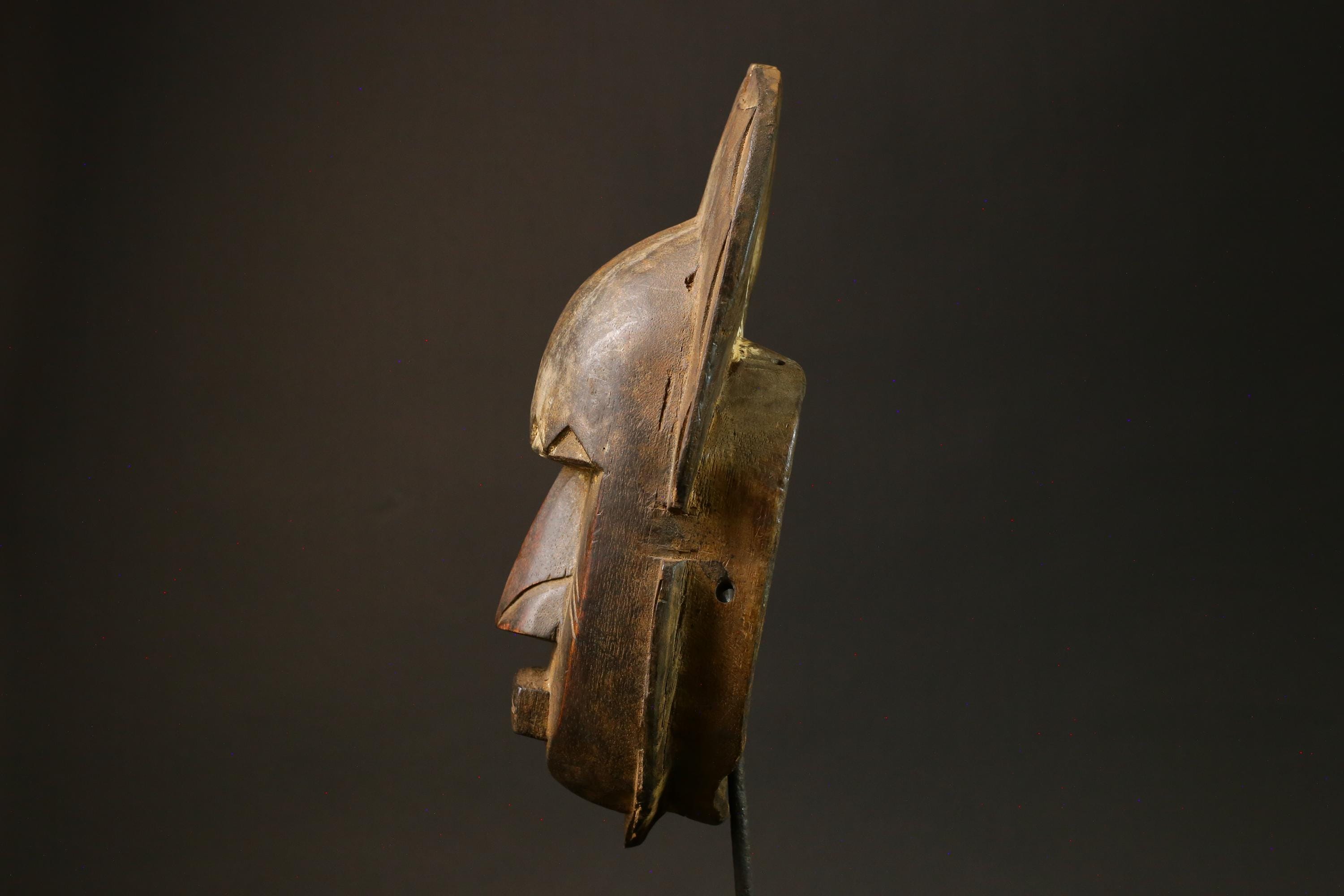 African Mask Hand-Carved African Tribal Face Guro Wood Wall Hanging Decor-4439