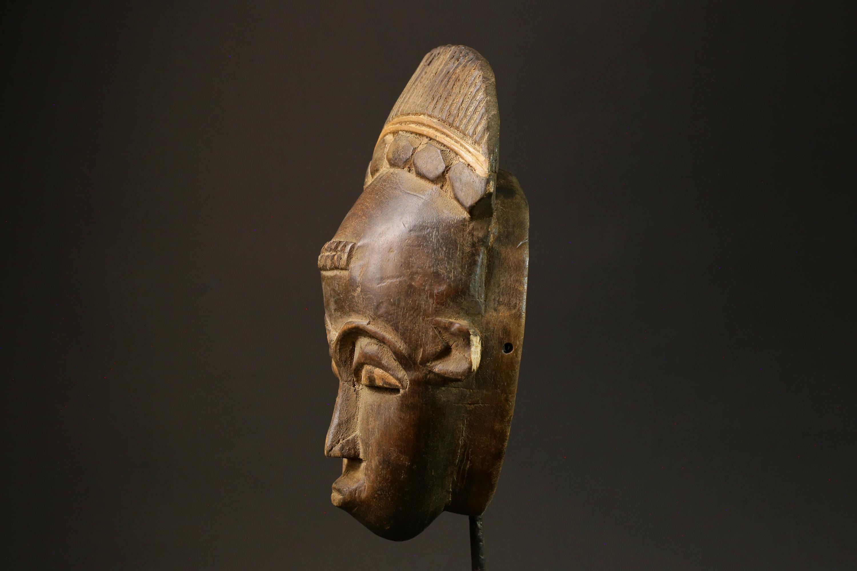 African Mask Vintage Tribal Face Antique Wood Carved Wall Hanging Decor- 4445