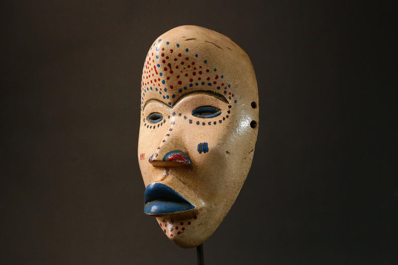 African Mask Authent Antique Dan Mask Hand-Carved Tribal Art from Liberia Unique Wall Decor Item for Home Display - G3275