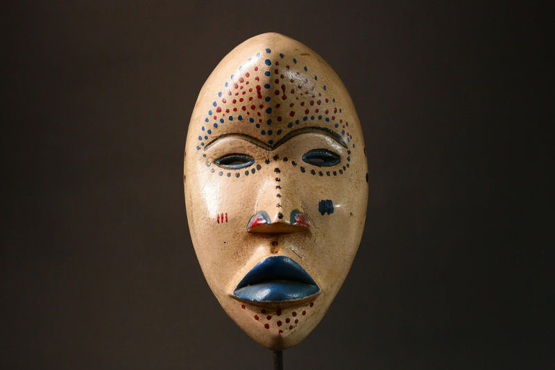 African Mask Authent Antique Dan Mask Hand-Carved Tribal Art from Liberia Unique Wall Decor Item for Home Display - G3275