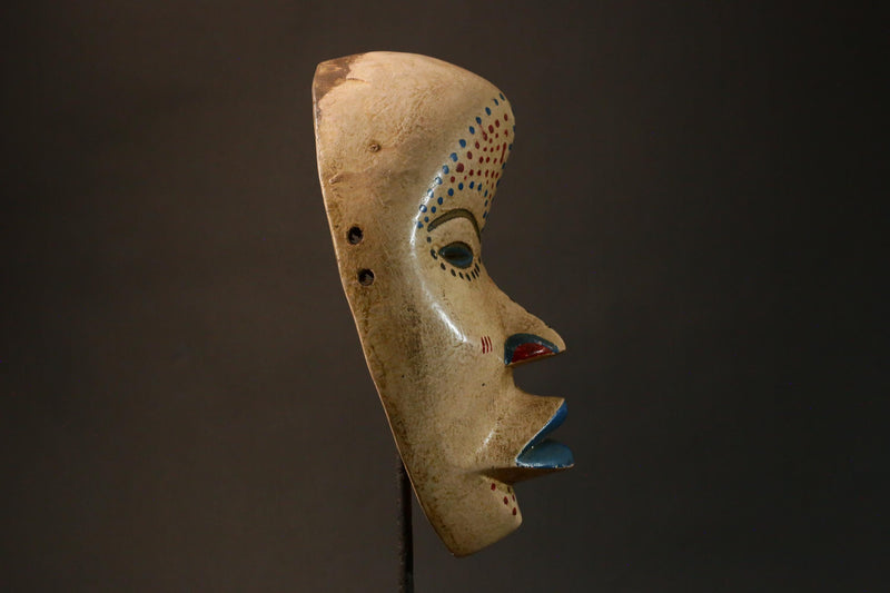 African Mask Authent Antique Dan Mask Hand-Carved Tribal Art from Liberia Unique Wall Decor Item for Home Display - G3275