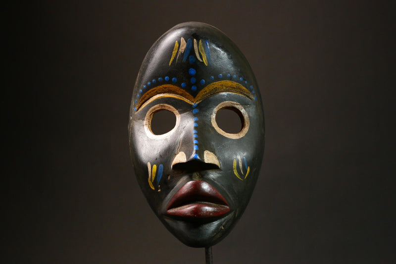 African Mask Authent Antique Dan Mask Hand-Carved Tribal Art from Liberia Unique Wall Decor Item for Home Display - G3274