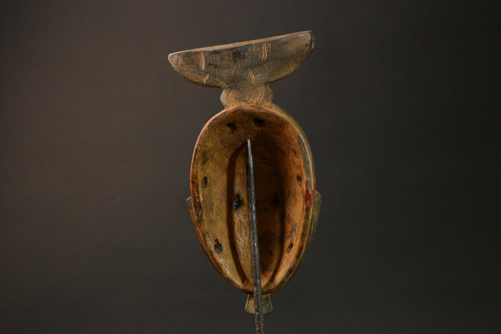 Authentic African Mask Handcrafted Yellow Wood from Baule Tribe Unique Art-G3036